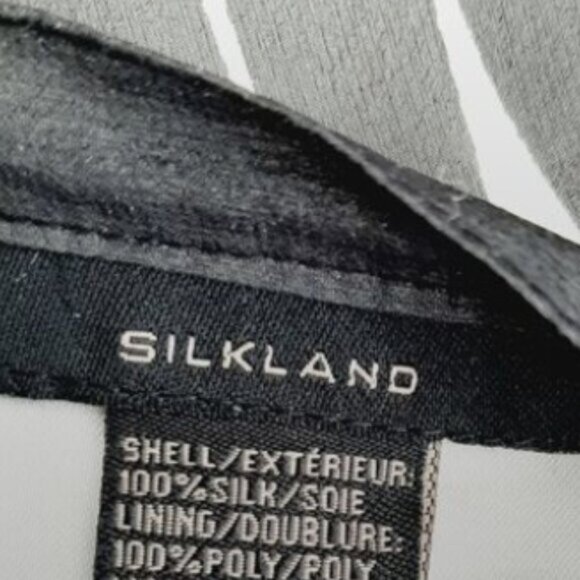 SILKLAND / 100% Silk Knee Length Bottom Ruffle Layered Skirt B&W Sz S / 6 Flawed - Picture 8 of 12